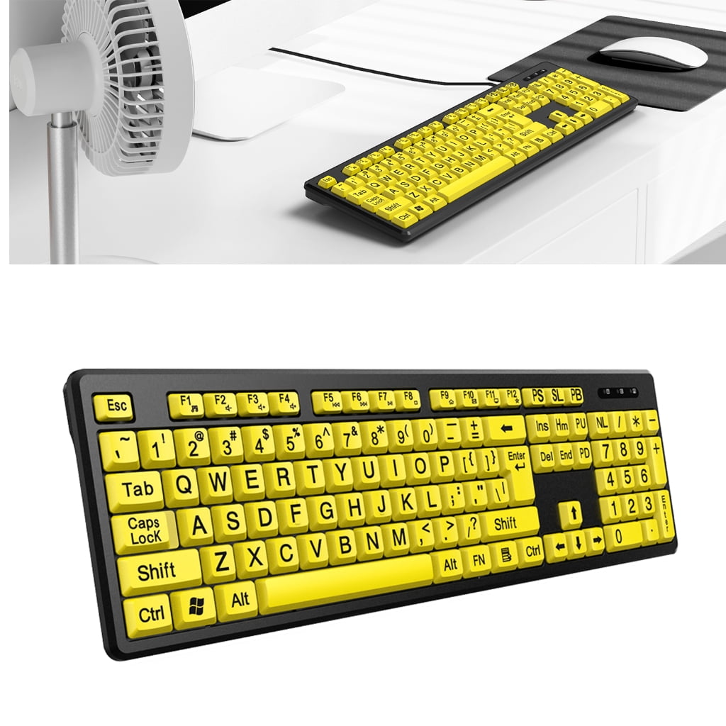 USB LED Keyboard 104Keys, Large Print Computer Keyboard Suitable for Elderly and Visually Perfect for Seniors Use