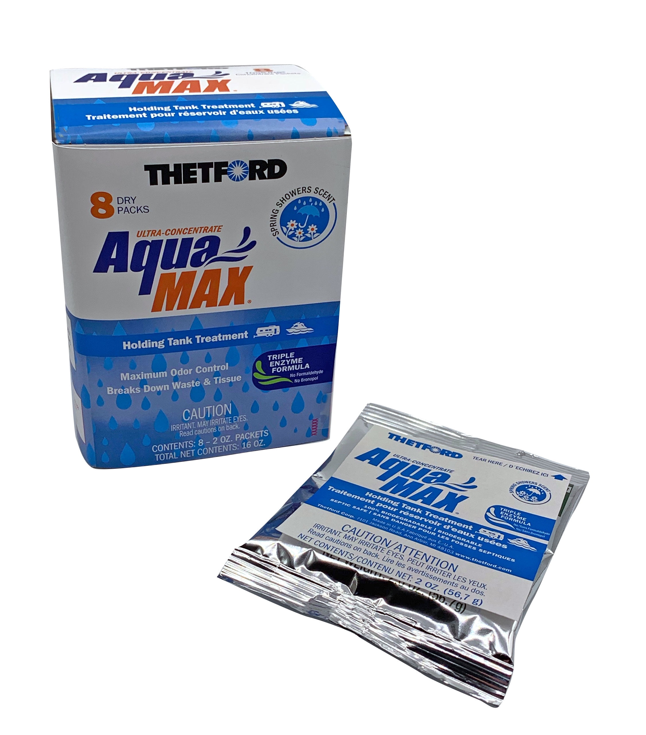 Thetford AquaMax Spring Showers Dry Holding Tank Treatment, Pack of 8
