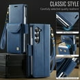 thumbnail image 4 of Decase Premium Shock-Absorbent PU Leather + TPU Flip Detachable Wallet Case with Kickstand for Samsung Galaxy Z Fold 6,Anti-Scratch PU Leather Phone Cover with Credit Card Slots,Blue, 4 of 6