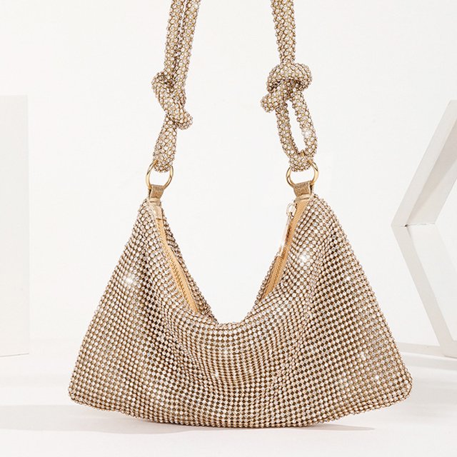 Bolso de mujer brillante con diamantes completos, de noche desmontable para cena, fiesta, boda