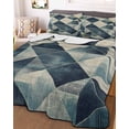 thumbnail image 3 of Quilts Twin XL Size, Navy Blue Geometric Soft Comforter Bedding Set for Bed, Abstract Modern Green Artwork Lightweight Quilted Bedspread with Pillow Cover(2 Pieces) for All Season, 68x98 Inch, 3 of 6