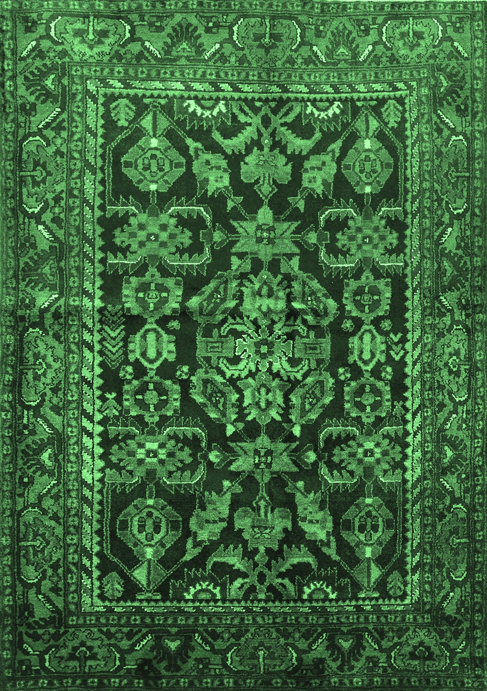 Ahgly Company Indoor Rectangle Persian Emerald Green Traditional Area ...