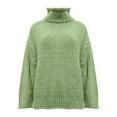 thumbnail image 3 of Green Sweaters for Women's High Neck Large Sweater Batwing Long Sleeve Pullover Loose Knit Pullover Sweater Womens Fall Fashion 2025, 3 of 4