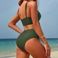 thumbnail image 5 of High Waisted Bikini Sets for Women Swim Suits 2026 Tummy Control Ruched Bikini Two Piece Bathing Suit Swimwear Army Green L, 5 of 5