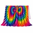 thumbnail image 2 of Dual Spiral Tie Dye Sofa Scene, Retro Crinkle Dye Style for Tie Dye Lovers, Rainbow Spiral Mantel Theme and Halloween Gift, Warm Flannel Blanket for Bedroom Living Room, Home Decor, 2 of 9