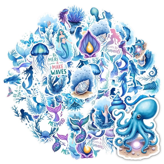 35pcs-50pcs Colorful Stationery Stickers Ocean Kids Stickers Mermaid Graffiti Decals for Suitcase Luggage Phone