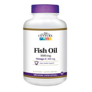21st Century Heart Health Fish Oil 1000mg - Omega-3 Enteric Coated Softgels, 180 ea