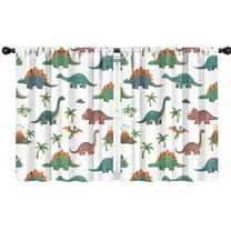 Blackout Kids Curtains,White Cartoon Dinosaurs Volcanoes Pattern Childrens Insulated Curtains Set Of 2,Bedroom Essentials,Toddler Room Decor 42"x54"