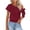 Wine, variant on Lenpel Women's off One Shoulder Crop Tops Short Sleeve Tie Side Cinch Bottom Eyelet Embroidered T-Shirts Dressy Casual Tee Blouses