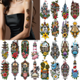 thumbnail image 1 of 9 Sheets Temporary Tattoos Waterproof Lasting Body Stickers Castle Building Adult Men Women Tattoo Stickers Arm Forearm Chest Shoulder, 1 of 5