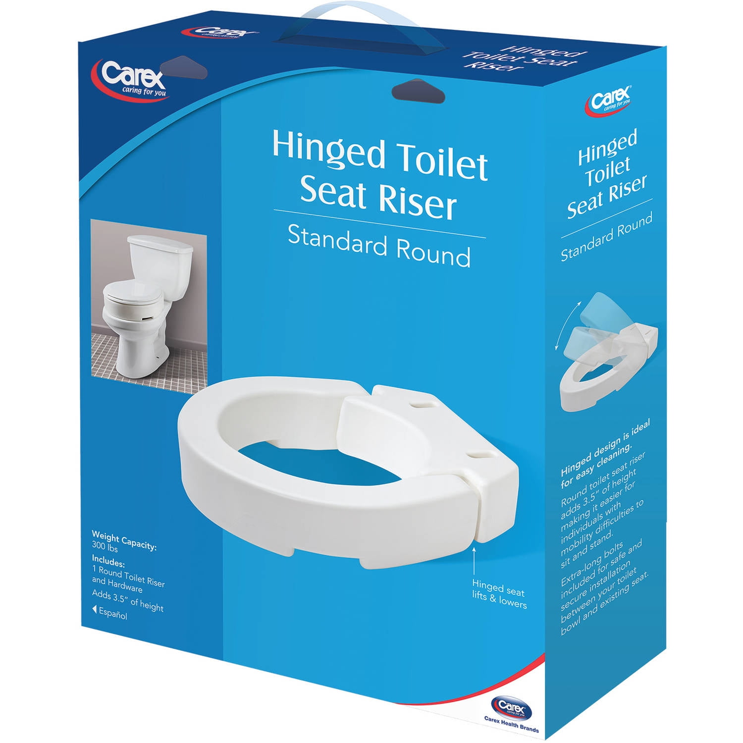 Carex Hinged Raised Toilet Seat Riser Round Standard Toilet ... Carex Hinged Raised Toilet Seat Riser Round Standard Toilet ...