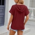 thumbnail image 4 of New Solid Color Button Hooded Short Sleeve T-Shirt - Loose Fit, Casual, 4 of 6