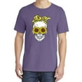 thumbnail image 2 of Wild Bobby,Skull Sunflower Skeleton Bandana, Streetwear, Garment-Dyed Washed Look Short Sleeve T-Shirt, Purple, X-Large, 2 of 3