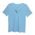 thumbnail image 5 of USSUMA Baby Girls' Clothing V Neck Short Sleeve Solid Color Loose Fashion Simple Shirt Tops Casual Blouse Tops Simple Clothes for Girls for Staying at Home Light Blue 9-10 Years Online Shopping, 5 of 7
