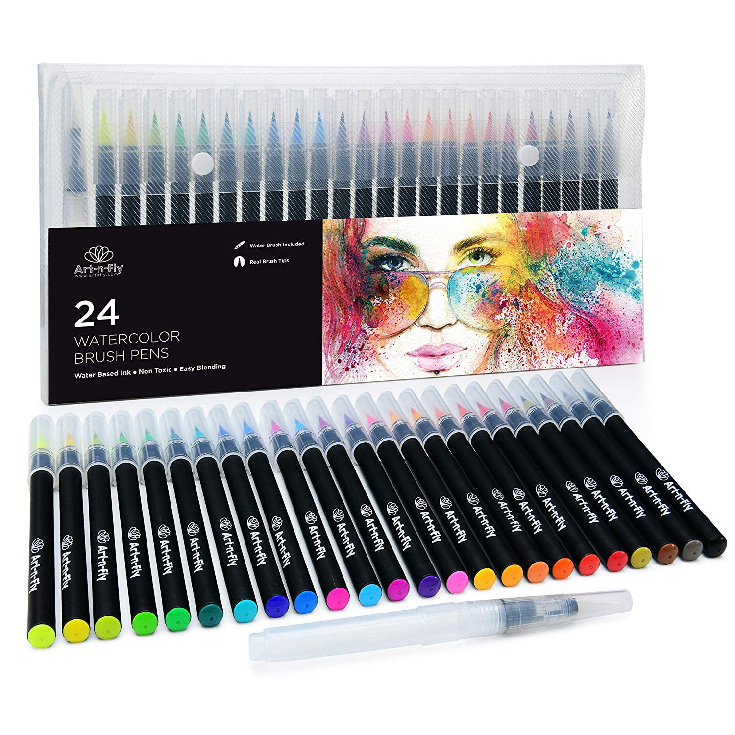 24 Watercolor Paint Brush Pens Markers for Water Color Calligraphy