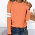 thumbnail image 4 of YUGYXL Womens Sweatshirts Round Neck Fashionable Casual Long Sleeved Tops Orange L, 4 of 7