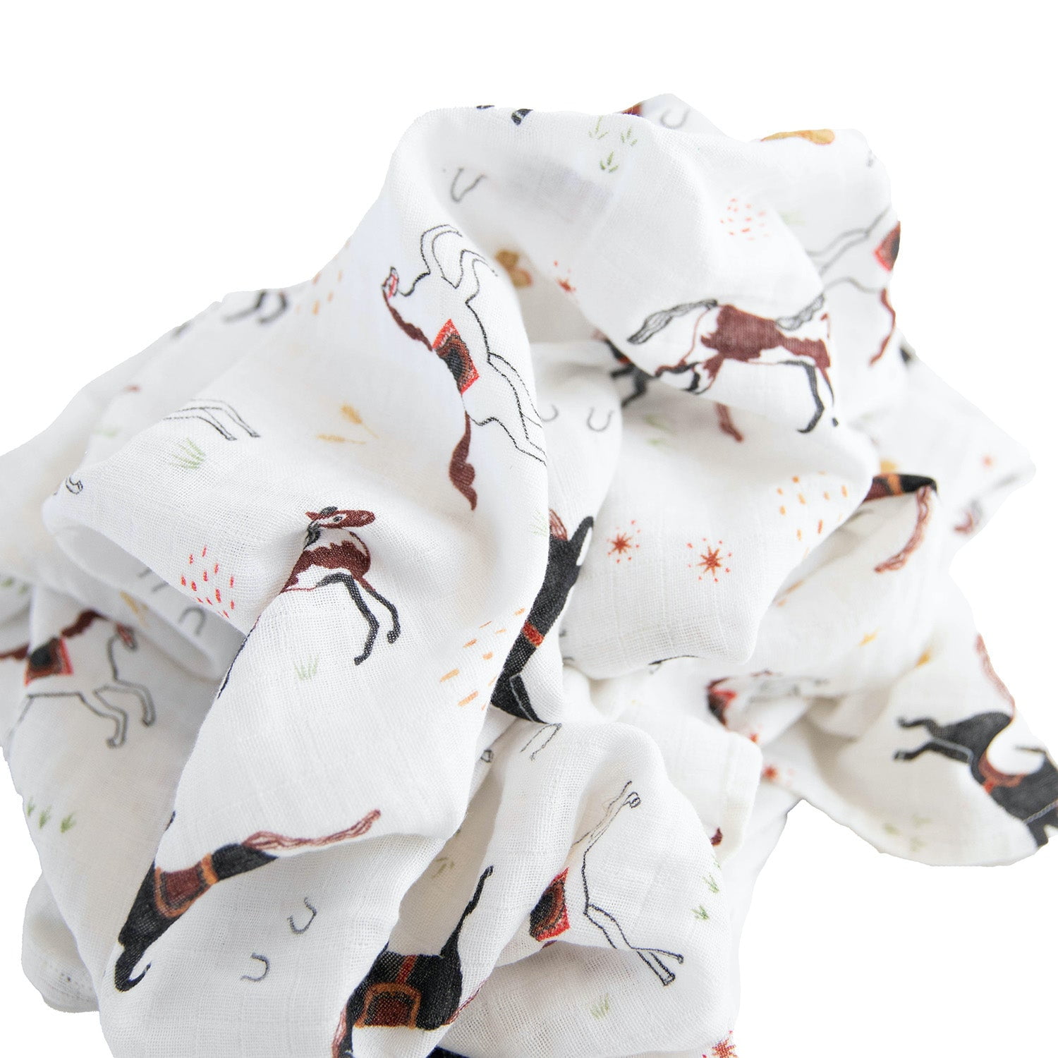 Red Rovr 100% Organic Cotton Muslin Swaddle Infant Blanket 2 Pk, Unisex, Howdy Horse