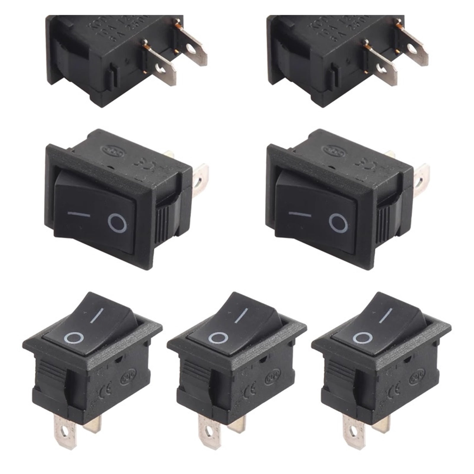 Black Snap-in Rocker Switch 2 Pin Power Switches SPST Boat-Shape Push Button Switches 15x21mm Toggle Switch KCD11 / KCD1