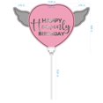 thumbnail image 2 of Globo Happy Heavenly Birthday en forma de corazón rosa con alas de ángel, 2 of 5