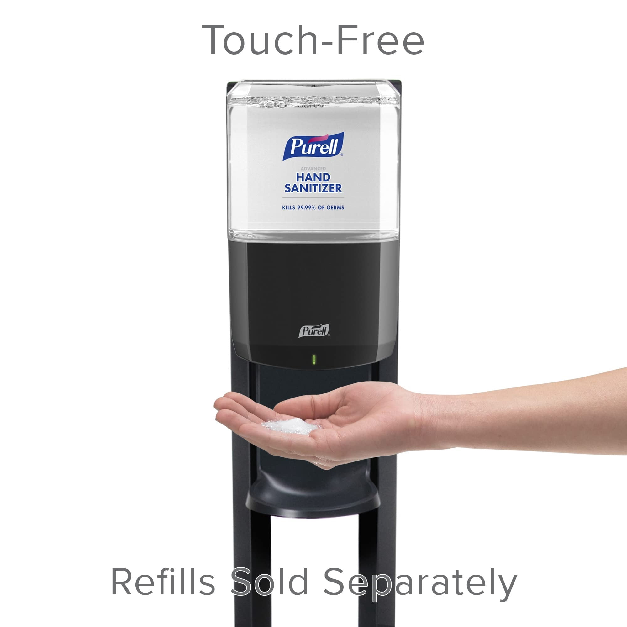 PURELL&reg; ES8 Hand Sanitizer Floor Stand with Dispenser, 1,200 mL, 13.5 x 5 x 28.5, Graphite/Silver (GOJ7218DS)
