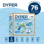 DYPER Cotton-Enhanced Diapers Smurfs Edition, Size 1, 76 Count (Select for More Options)