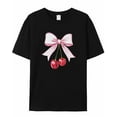thumbnail image 6 of Men's T-Shirt Red Cherry with Light Pink Bow Short Sleeve Casual Tee Classic Crew Neck T-Shirt for Men, M, 6 of 7