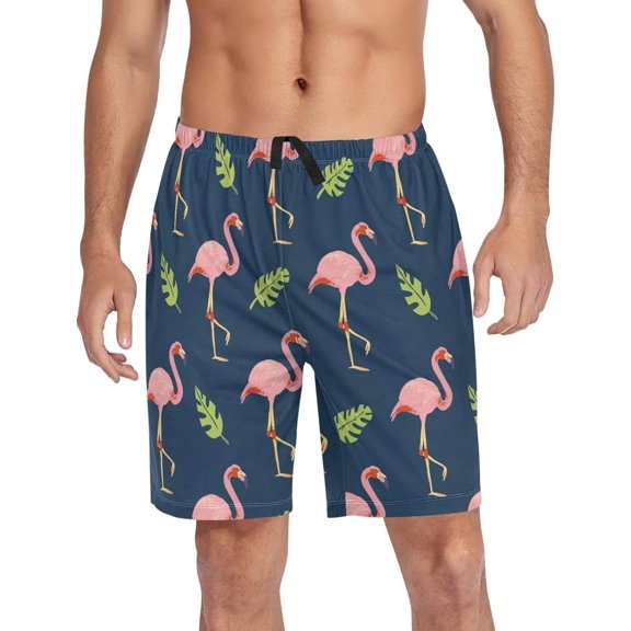 GZHJMY Flamingo Pajama Pants Short for Men, Lounge Pants Lightweight Men Pajama Bottoms with Drawstring Pockets, Christmas New Year Birthday Gifts, Medium