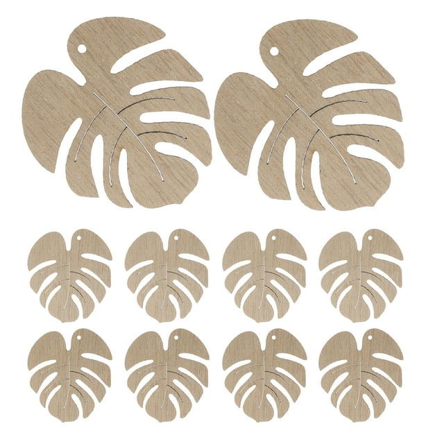 MOVTOTOP Wooden Monstera Leaf Cutouts for DIY Crafts 50pcs Light Brown Smooth Edges Versatile Use