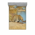thumbnail image 2 of Ambesonne Animal Fitted Sheet & Pillow Sham Set, Leopard in Savannah Print, Twin, Pale Brown, 2 of 3