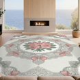 thumbnail image 2 of Design&I 9'x12' Washable Area Rug Giant Skid-Resistant Pink Blush Coquette Roses Sage Leaves Mirrored Symmetry Vintage for Great Room, Large Living, 2 of 7