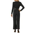 thumbnail image 3 of INSPIRE CHIC Women's Elegant Jumpsuit Square Neck Long Sleeve Wide Leg Long Pants Dressy Romper XS Black, 3 of 5