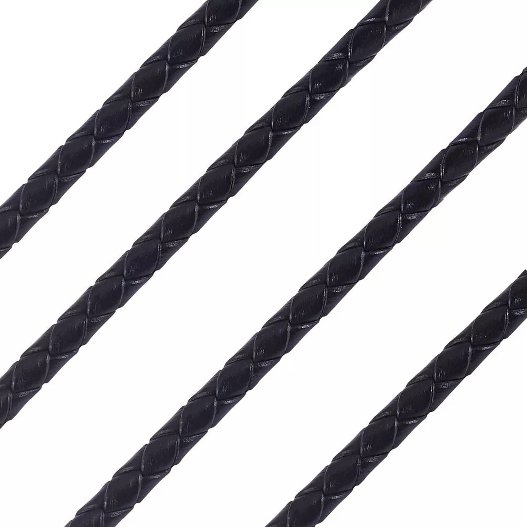 U8MO 4.37 yards(4m)/roll Black 5mm Braided Cowhide Leather Cords String for Bracelets
