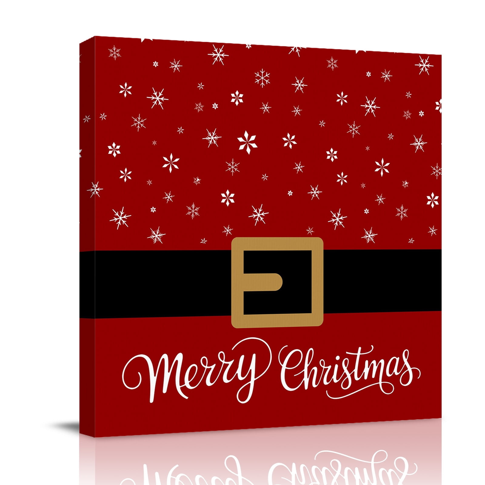 Canvas Wall Art Merry Christmas Framed Canvas Prints for Bathroom Kitchen Xmas Santa Belt Snowflake Winter Gallery Wrapped Wall Decor for Home Office Gifts 10 x10 Ship Next Day