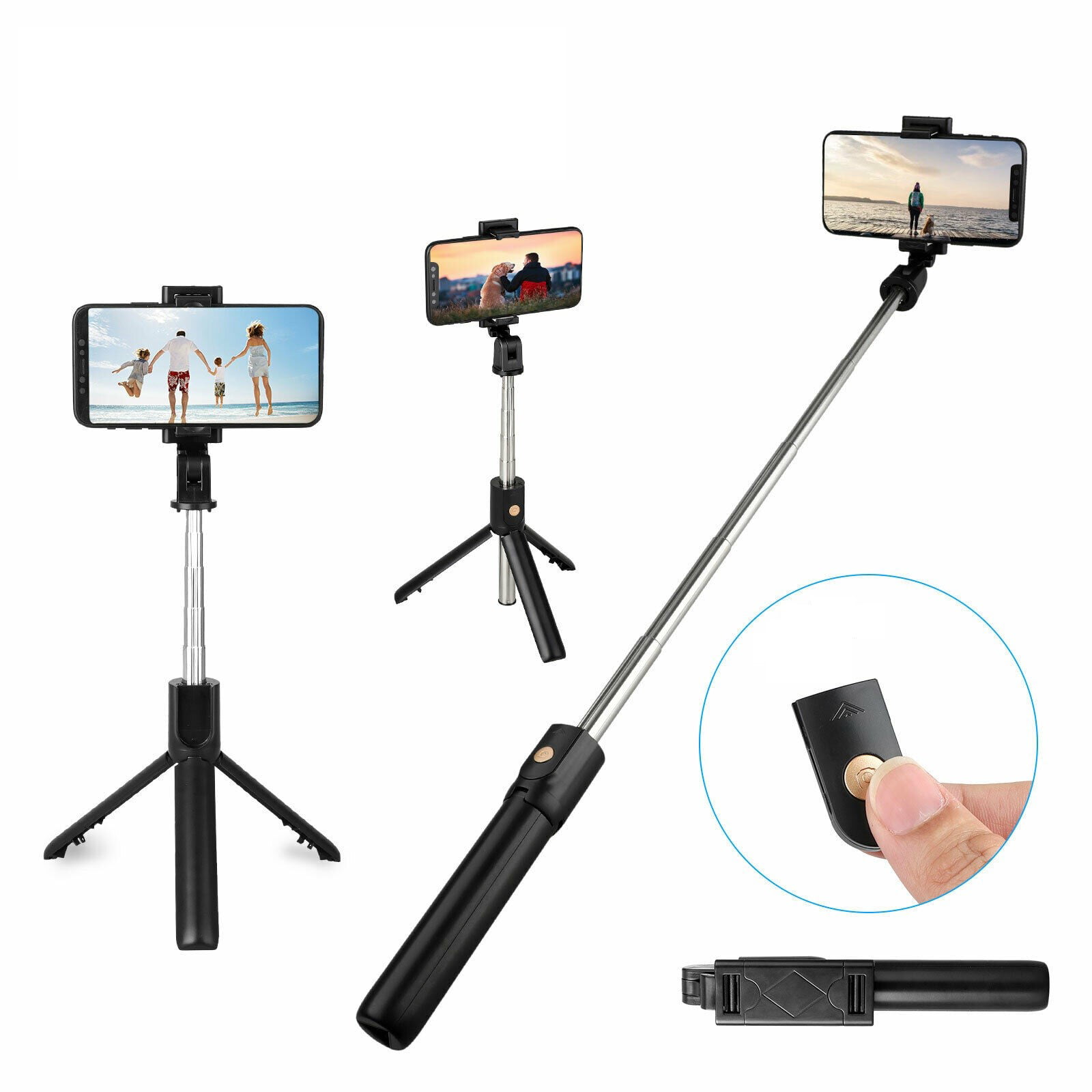 Portable Handheld Tripod 3 in 1 Selfie Stick Bluetooth Controller For Smartphone 