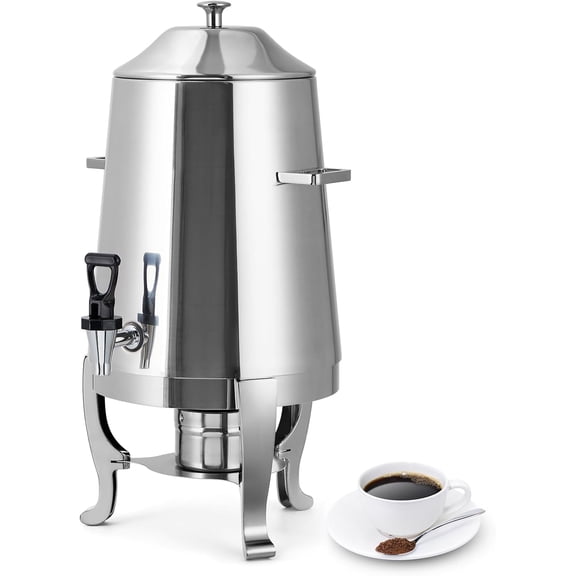 3.5-gal Stainless Steel Hot Beverage Dispenser with Fuel Tray and Spigot Silver