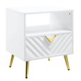 thumbnail image 1 of Mesa auxiliar Benzara Tyra de madera de 56 cm y oro blanco, 1 of 5