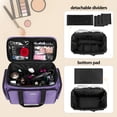 thumbnail image 3 of Bolsa de maquillaje BAFASO, tamaño grande, con separadores extraíbles, color morado, 3 of 8
