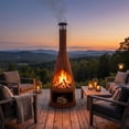 thumbnail image 3 of Sunnydaze Steel Chiminea with Built-In Log Holder - Rustic - 70" H, 3 of 10
