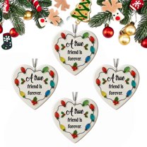 KOYPTL 4 Pcs Best Friend Ornament Heart-Shaped Sea Glass Pendant for Christmas Tree,Handcrafted Eternal Friendship Christmas Hanging Ornaments Gift for Women Men Friend Christmas Stocking Stuffers