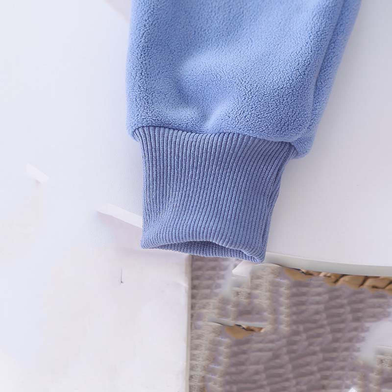 Gpaecead 2025 Winter Clothes For Baby Boy Girl Zip Up Fleece Warm Jacket Coat Sweatpants Outwear Toddler Outfits Blue