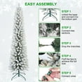 thumbnail image 2 of Maylaviu 7ft Lighted Snow Flocked Artificial Pencil Christmas Tree with 469 Quality PVC Branches, 200 Lights, Foldable Metal Base, White, 2 of 8