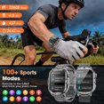 thumbnail image 4 of Smartwatch for Men with Fitness Tracker, 2.01-inch Answer/Make Calls/100+ Sport Modes, IP68 Waterproof, men's Military Smartwatch compatible with Android IPhone Devices (Black), 4 of 7