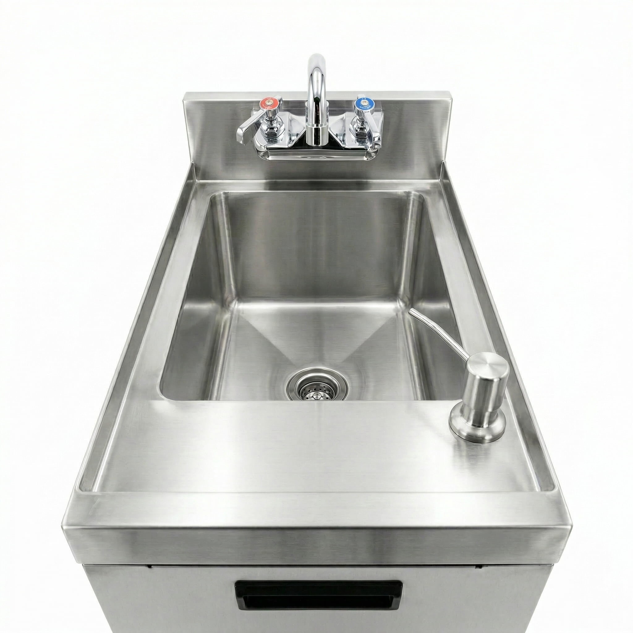 22.5 in. x 12 in. Stainless Steel Underbar Hand Sink with Soap and Towel Dispensers, 14 in. x 10 in. Bowl, Faucet, and Drain Basket