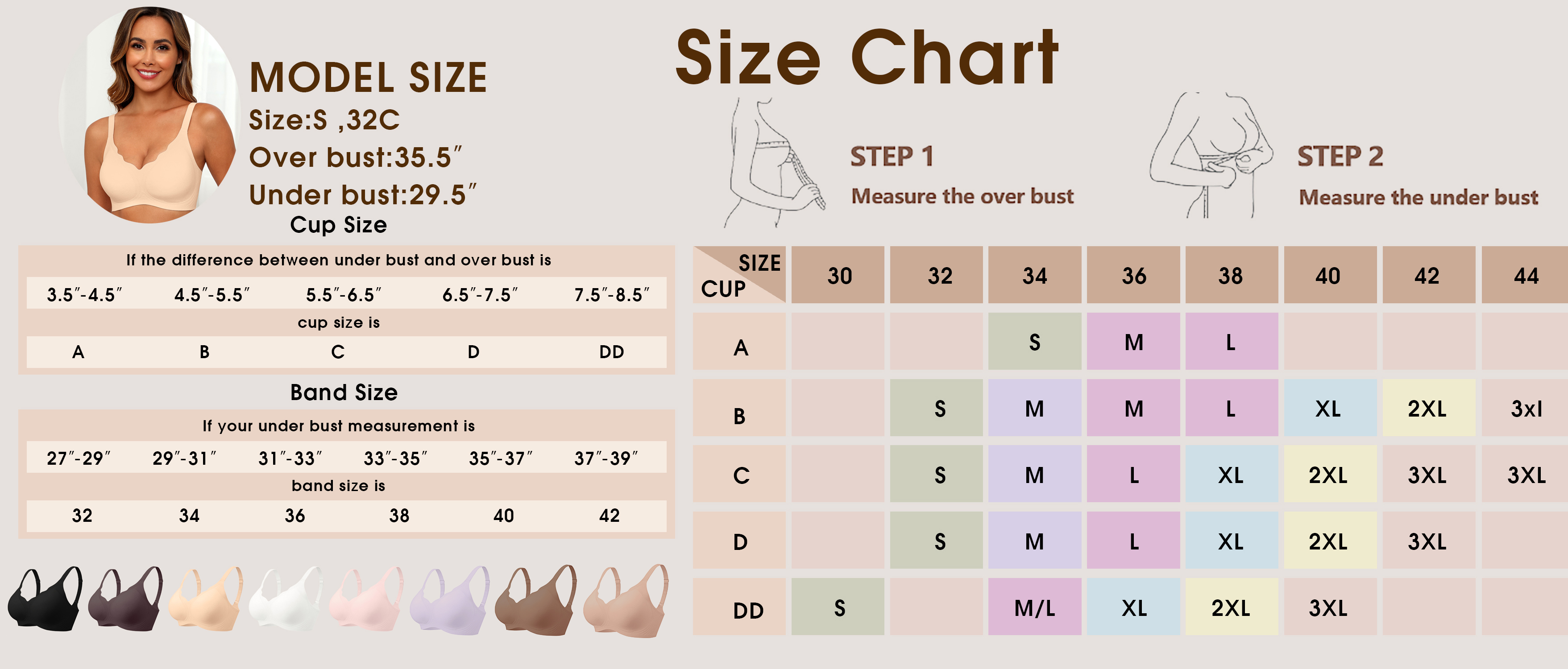 MINTREUS Women's Seamless Wireless Bra with Scalloped Design photo 8