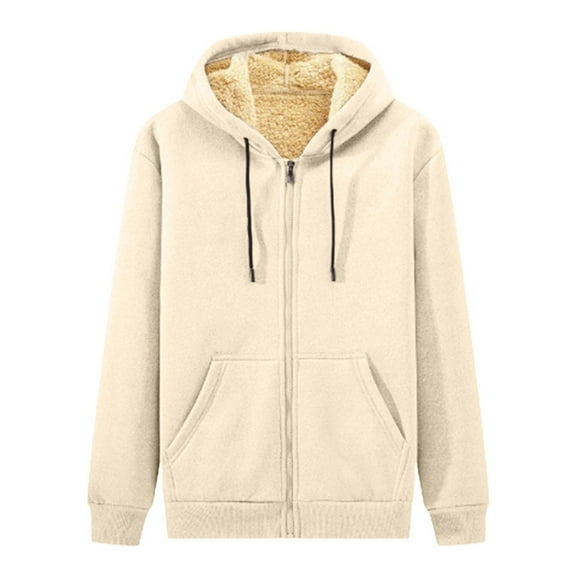 CONZONE Mens Hoodies Solid Color Cardigan Hoodie for Men Thick Long Sleeve Warm Pullover Hooded Sweatshirt Soft Fall Winter Sweatshirts With Pocket