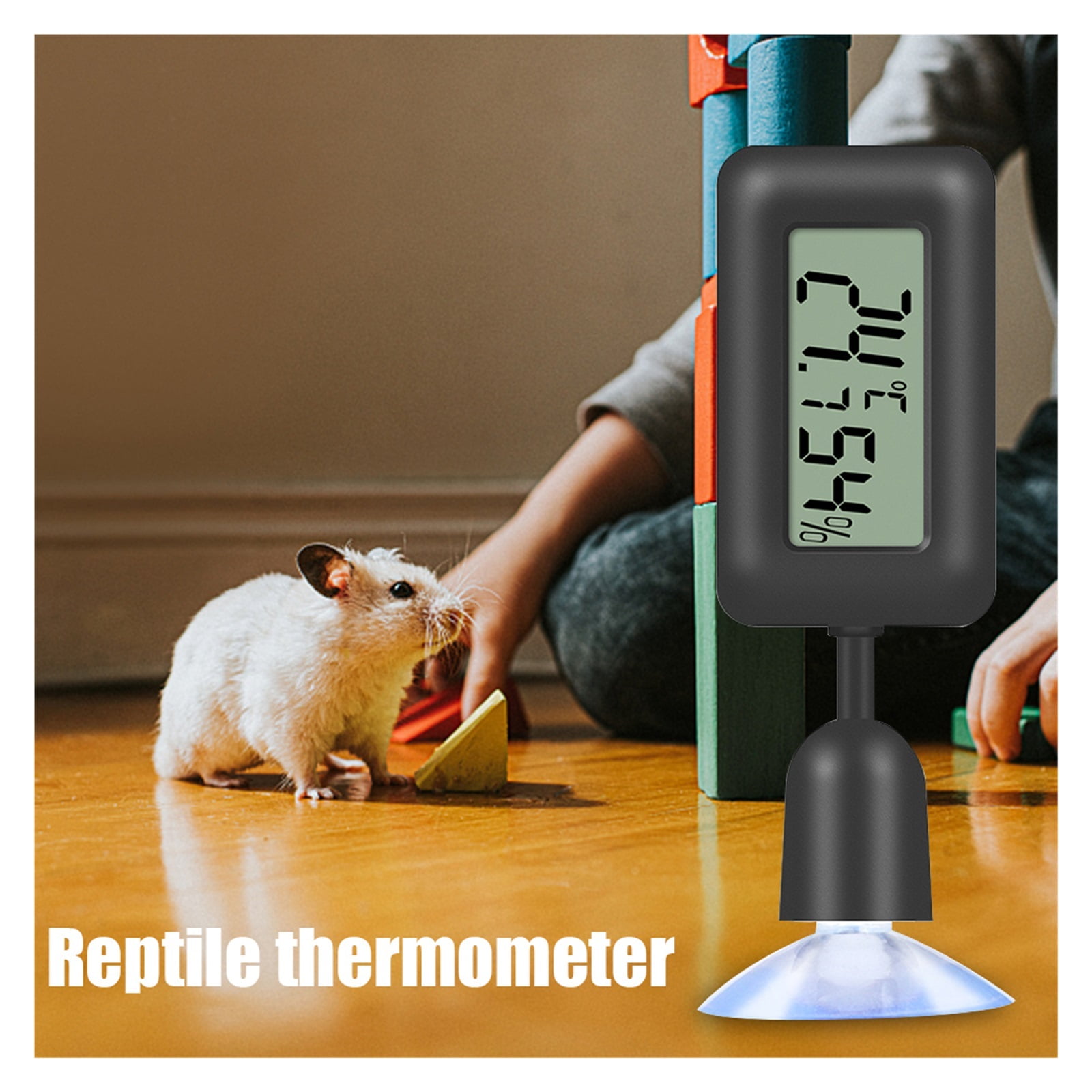 2pcs Reptile Thermometer Hygrometer with Suction Digital Aquarium Hygro-Therm Reptier Accessoires ,Simple Operation