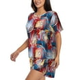 thumbnail image 2 of Naloa Hawaiian Style Women's Short-Sleeved Pajama Set, Loungewear, Summer pajamas, Breathable Cozy - X-Large, 2 of 9