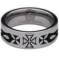 thumbnail image 2 of Iron Cross Flame Tungsten Carbide Ring, 2 of 9