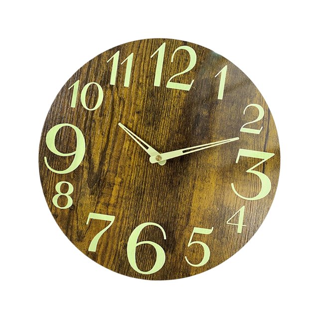 Reloj de pared luminoso Luz nocturna silenciosa Funciona con pilas Decorativo Circular Estilo rústico 12 '' / 30 cm Madera para cocina Sala de estudio EstiloD Colco reloj de pared silencioso