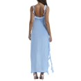 thumbnail image 1 of Vestido largo sin mangas sexy con abertura alta y volantes para mujer, color liso, poliéster y spandex, XS-L-XL, 1 of 4